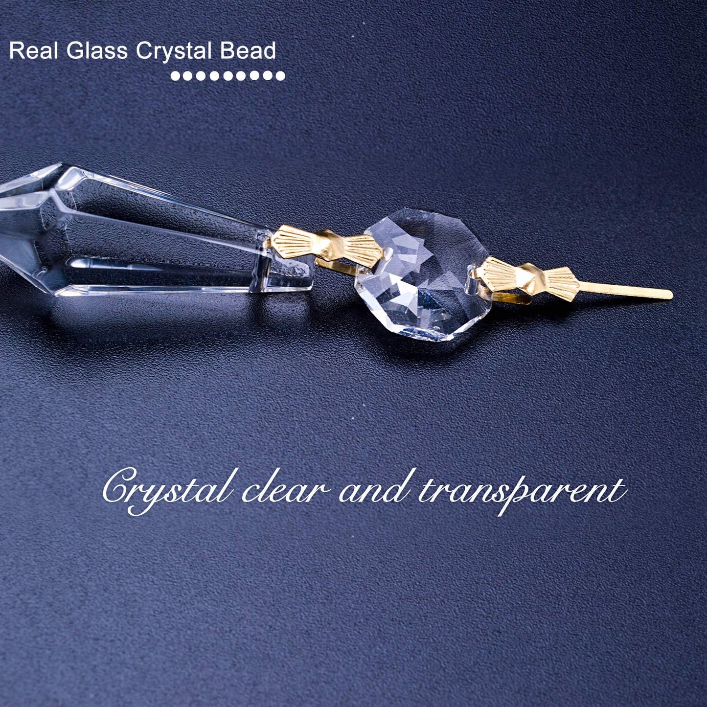 BronaGrand 20 Decoration,38mm,Gold Pieces Replacement Clear Chandelier Icicle Crystal Prisms Octogan Crystal Bead