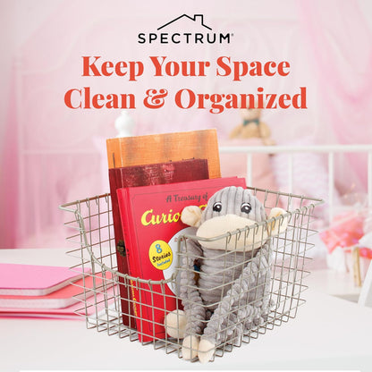 Spectrum Diversified Scoop Wire Basket, Vintage-Inspired Steel Storage for Kitchen, Pantry, Bathroom