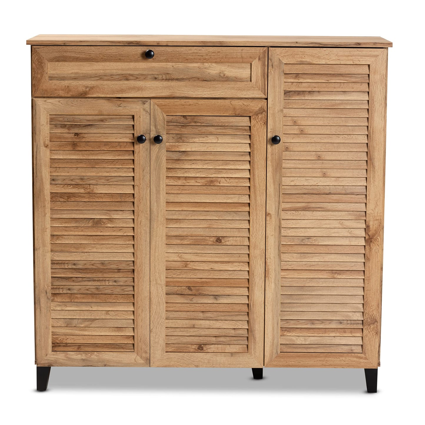 Baxton Studio Coolidge Shoe Cabinets, Oak Brown/Black