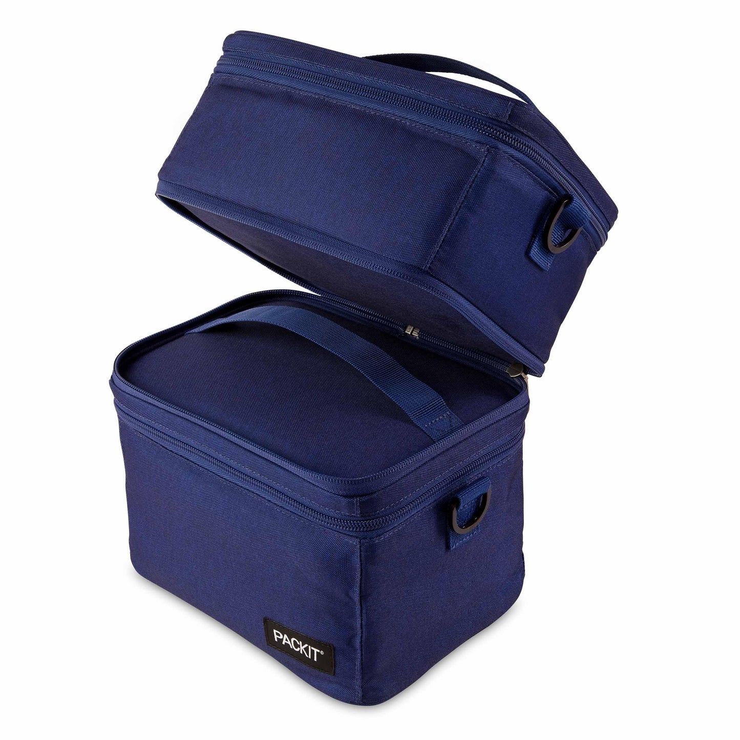 PackIt MOD 3-IN-1 Lunch Box, True Blue, Triple Function System, Insulated and Freezable with EcoFreeze Technology, Removable Crossbody Strap, Top Handle, Designed for Fresh Office or Work Lunches