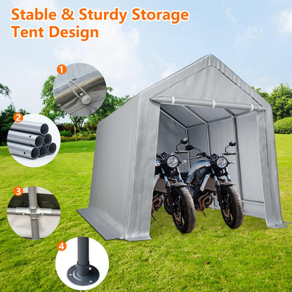 10×15 ft Outdoor Storage Sheds, Portable Storage Shelter Shed with Roll up Zipper Doors, Waterproof Outside Utility Shed Garage Tent for Motorcycle, Bicycles and Camping Tools