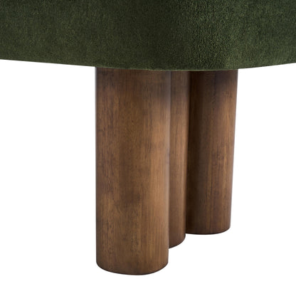 Christopher Knight Home Damas Fabric Upholstered Dining Bench, Wooden Entryway Bench, Long Sofa Footstool for Living Room, Bedroom End of Bed Bench, Olive Green+Walnut