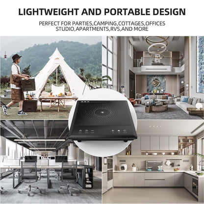WAATFEET 1700W Portable Induction Cooktop,Electric Induction Cooker and Burner,Countertop Hot Plate with 10-Level Adjustment,3-Hour Timer,Smart Touch Cooktop,and Safety Lock Feature,Black