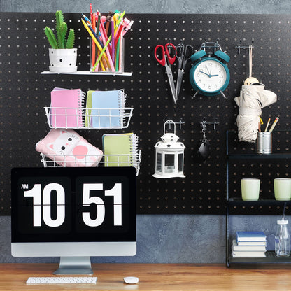 2 Pcs Wood Pegboard High Density Fiberboard 24 x 48 Inches Wall Mount Display Black Pegboard with Mounting Hardware Round Hole Peg Boards for Walls, Garage Craft Room Workshop Organizers and Storage