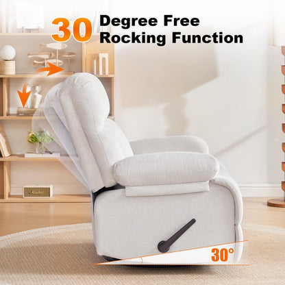 Eiayeebil 360° Swivel Glider Recliner, Oversized Recliner Rocker Chair, Extra Wide Manual Recliner, Overstuffed Soft Rocking Sofa Chair for Living Room& Bedroom (Beige)