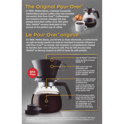 Melitta 52 oz. Pour-Over Coffee Brewer with Glass Carafe, Black