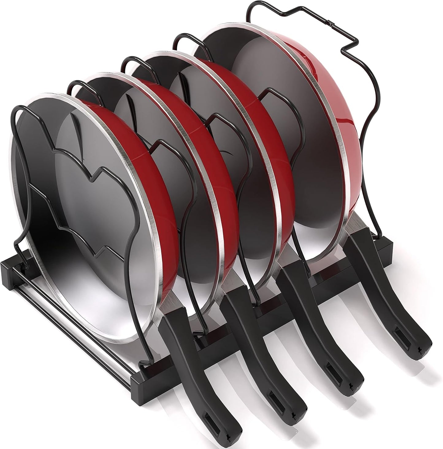 SIMPLE HOUSEWARE 5 Compartments Height Adjustable Pan Organizer - Black