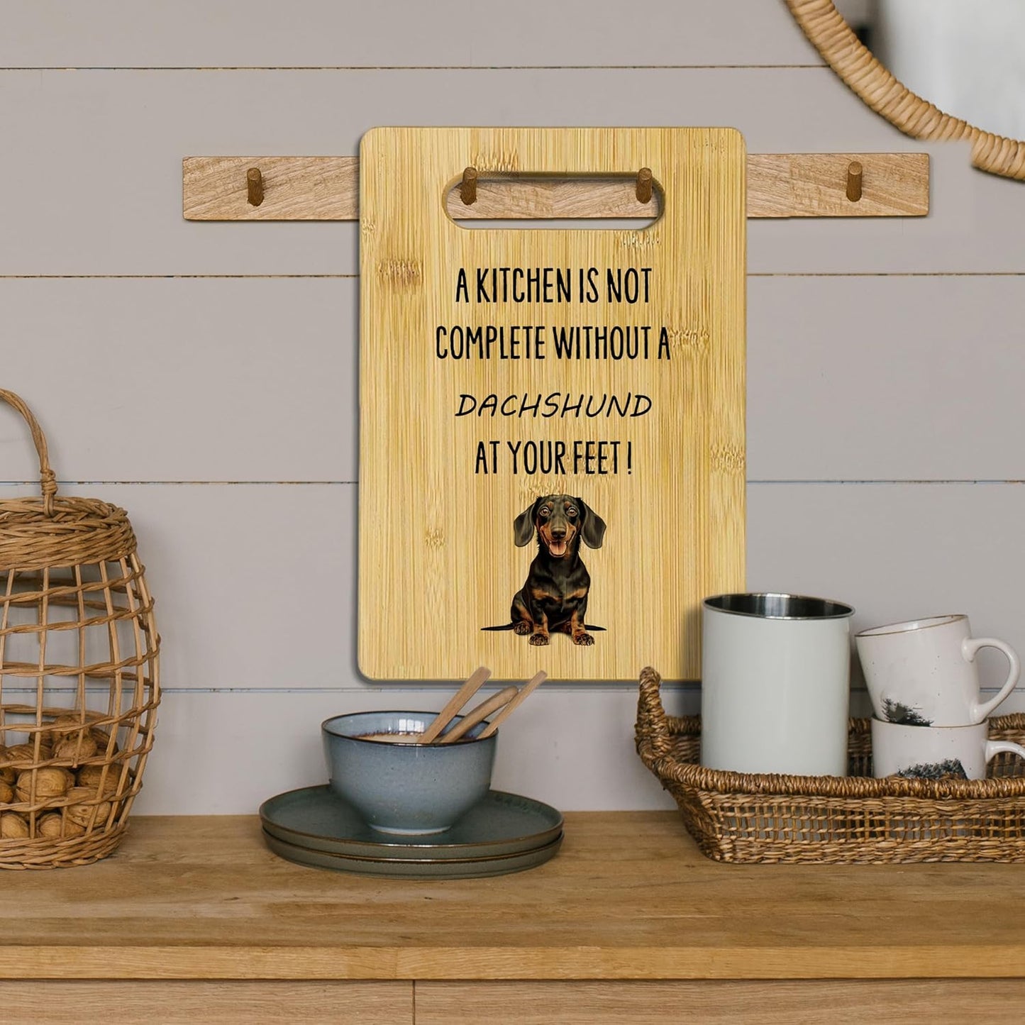 Dachshund Cutting Board, Bamboo Kitchen Decor, Gifts for Women - A Kitchen is not Complete without a Dachshund