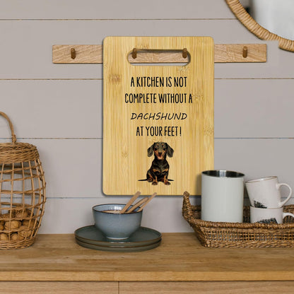 Dachshund Cutting Board, Bamboo Kitchen Decor, Gifts for Women - A Kitchen is not Complete without a Dachshund