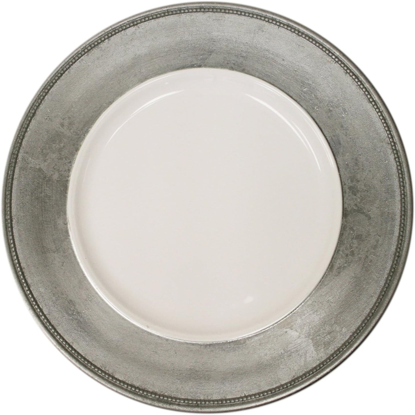 Charge It by Jay Leaf Charger Plate 13” - Decorative Melamine Service Plate, Silver