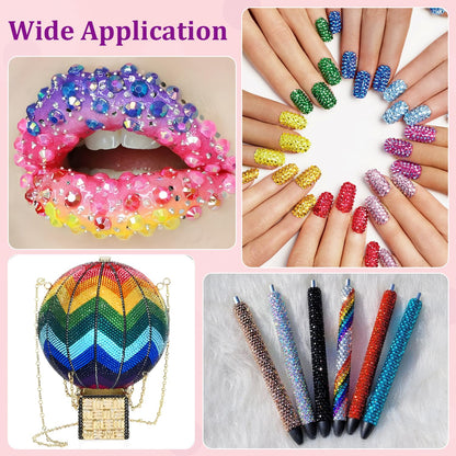 16000Pcs Resin Rhinestones with Tweezers for Crafting, Mixed-Color 4mm Bedazzling Crystal with 3Pcs 10ml B7000 Jewelry Glue for DIY Crafts Clothing Tumblers Shoes Fabric Nail Art