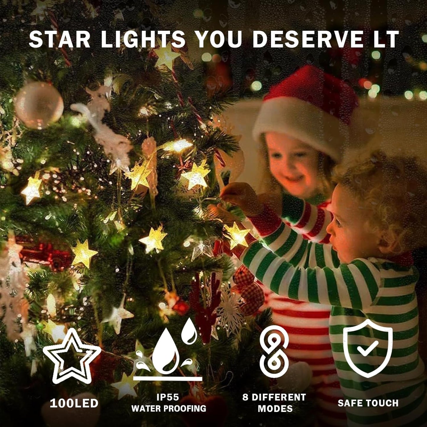 20 40 8 IP65 Star String Lights, FT LED Star Lights with Remote Control [Timer], Modes Battery Operated Twinkle Lights