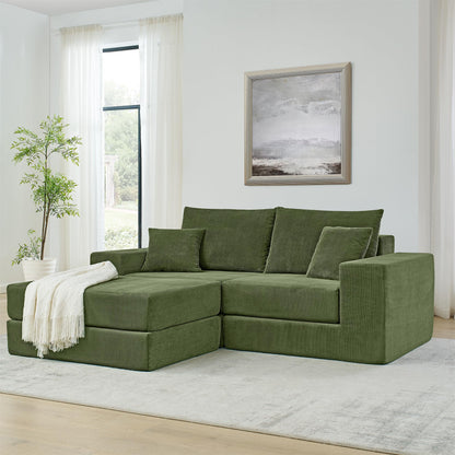 Cloud Modular Sectional Sofa Convertible Sleeper Sofa Bed, Comfy Boneless Couch for Living Room, Modern L-Shaped Cloud Couch in A Box with Reversible Chaise, Customizable Floor Sofa Bed
