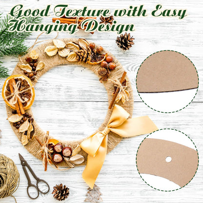 Sieral 40 Pcs Large Hanging Round Wreaths Round DIY Ornaments Wreath Form Bulk Cardboard Wreath Ring Wedding 4th of July 250th Anniversary Patriotic Wreaths for Craft DIY Holiday Decor (12 Inch)