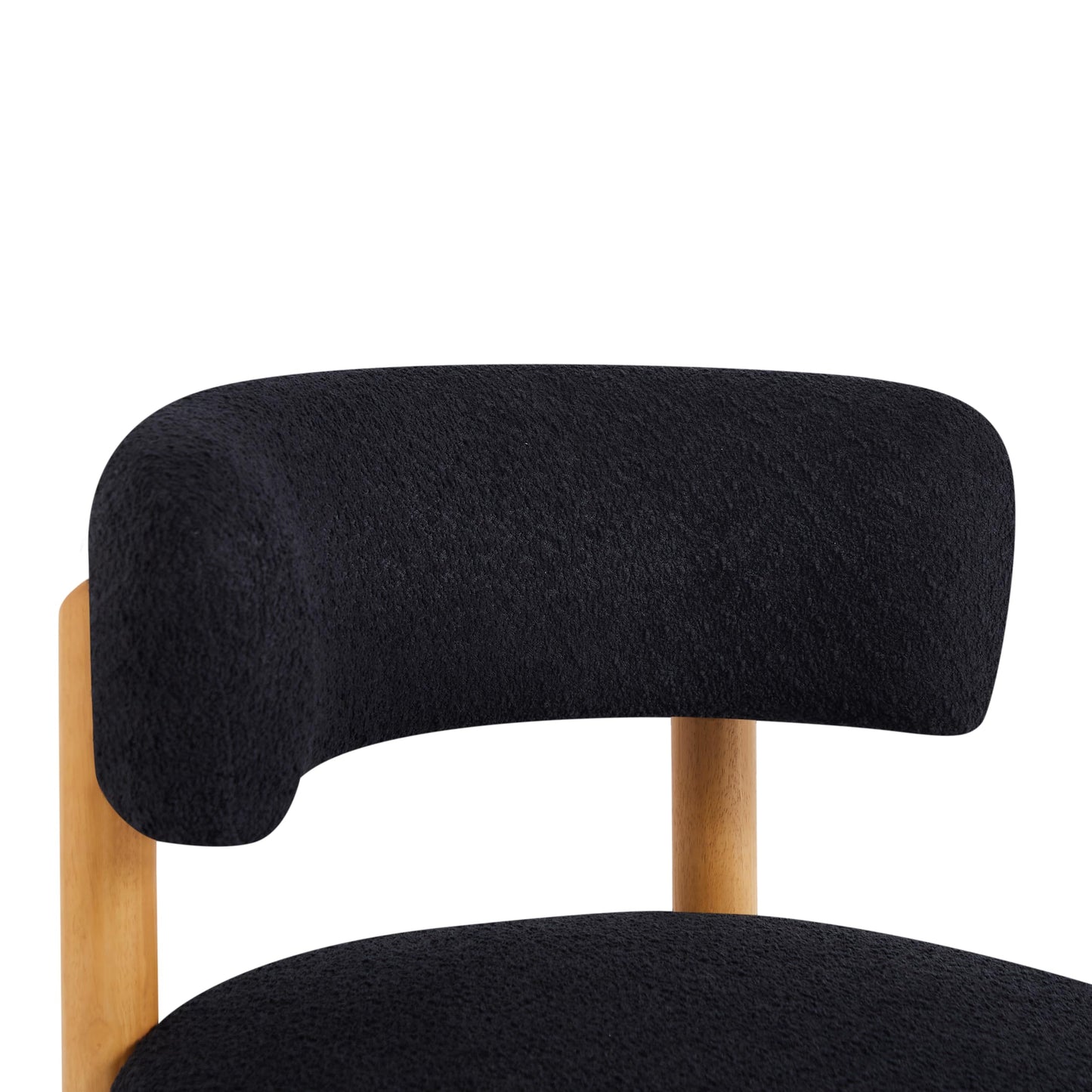 Christopher Knight Home Eloise Modern Accent Chair for Living Room, Boucle Upholstered Single Lounge Sofa Chair with Wooden Frame, Comfy Reading Chair for Bedroom, Black+Natural