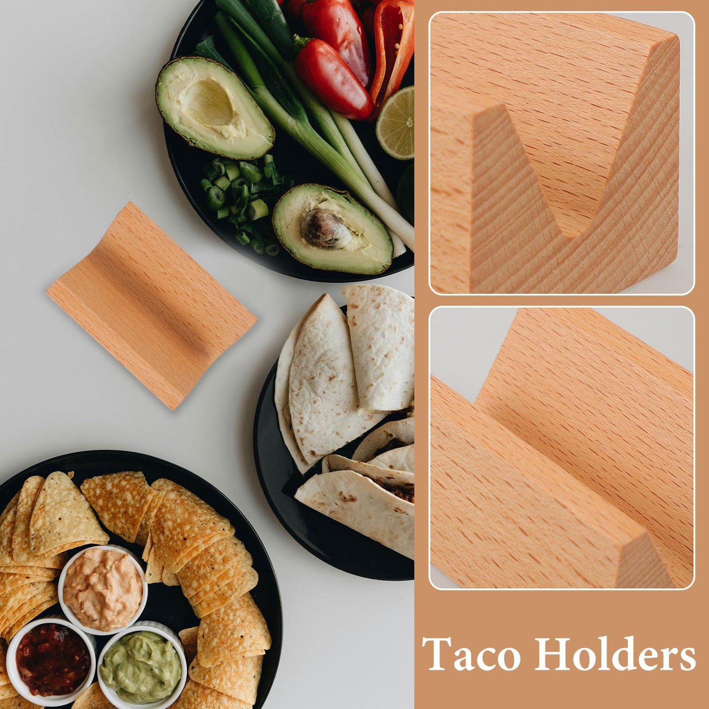 Cabilock Premium Wooden Sushi Taco Holder - Single Grid V-Shaped Temaki Hand Roll Stand - 2.75inch Professional Japanese Restaurant Serving Tray for Sashimi, Sushi Tacos & Handroll - Easy to Clean