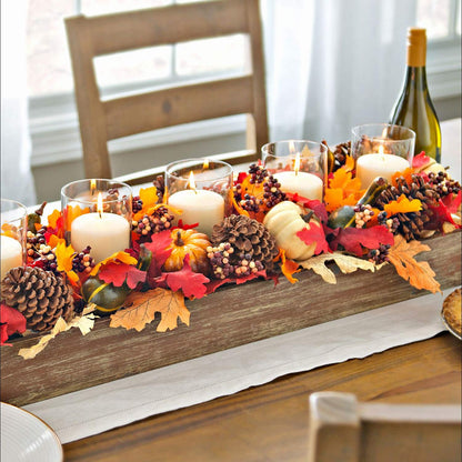 FEPITO 56 Pcs Fall Thanksgiving Decorations, Mini Artificial Pumpkins, Pine Cones, Fall Leaves, Acorns for Fall Party Decorations, Autumn Decorating Kit Halloween Thanksgiving Party Supplies