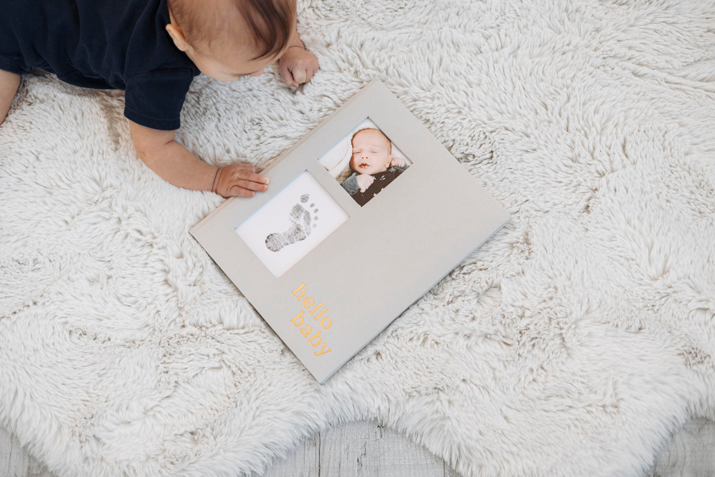 Pearhead Linen Memory Book for Baby Boy or Girl, First 5 Year Baby Book, Monthly Milsetone Scrapbook and Photo Album, My Baby Book