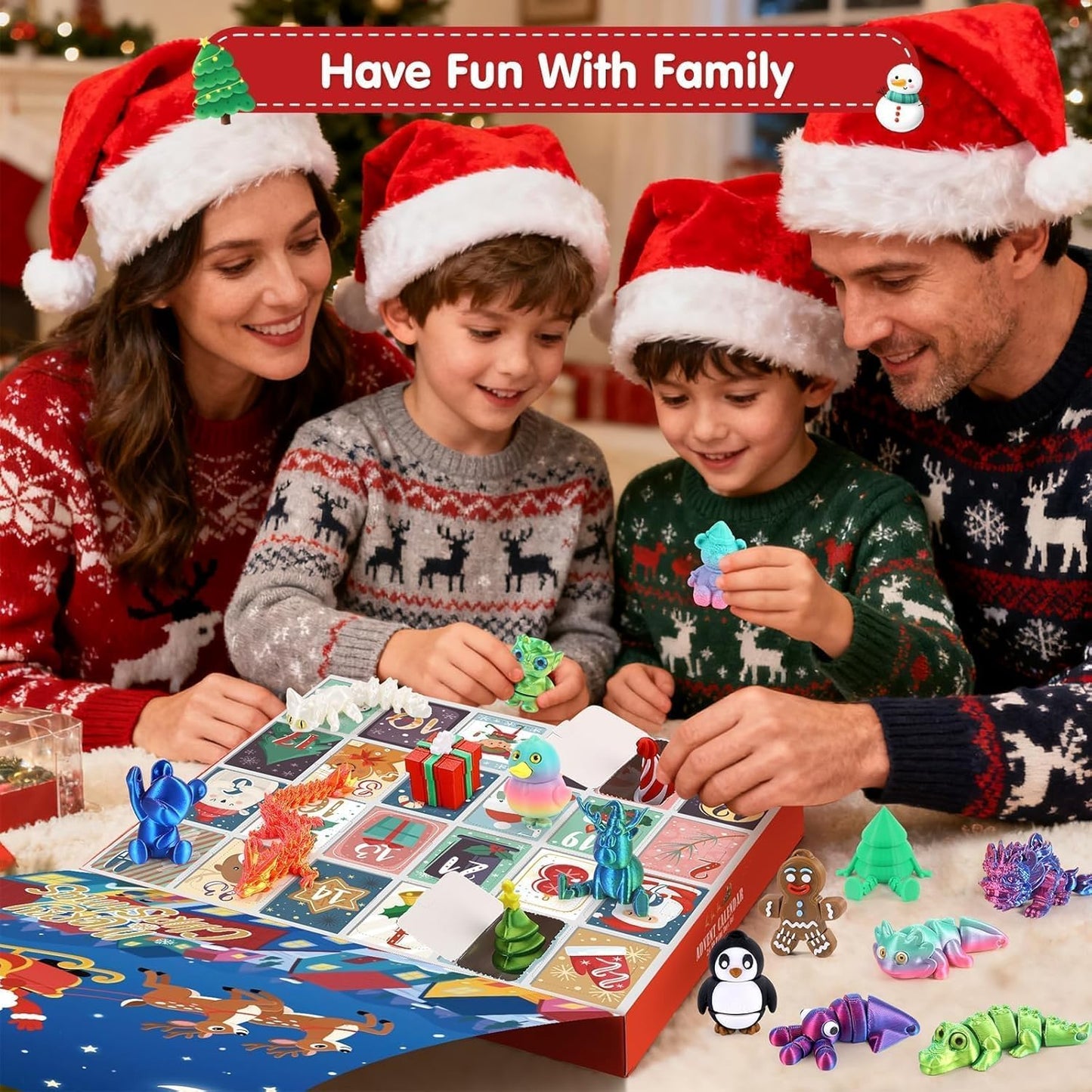 FLY2SKY 2025 24 Countdown 3D Advent Calendar for Kids Days Gifts Christmas Calendar Flexible Printd Animals Toys Party