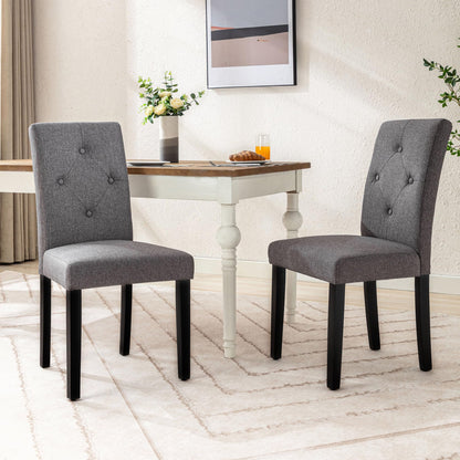VECELO Upholstered Dining Chairs Set of 6, Modern Fabric and Solid Wood Legs &High Back for Kitchen/Living Room- Dark Gray