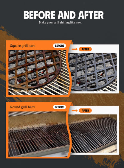 MEKER Grill Brush Bristle Free, Grill Cleaner Brush with 5 BBQ Replacement Head for Cast Iron, Stainless Steel Grates, Safe Grill Scraper Outdoor BBQ Grill, Black