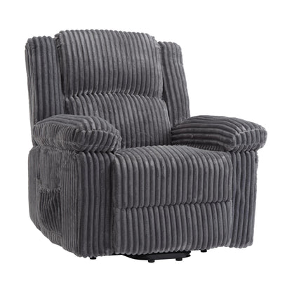 Garvee Corduroy Recliner Chair, Manual Recliner Sofa with Handle, Pillow Top Arms, Thick Padding, Side Pocket, 330Lbs Capacity, Adjustable Recliner for Living Room, Bedroom, Home Theater, Dark Gray