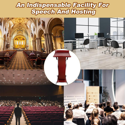 Curved Metal Podium, Brown Stand up Church Pulpit, Stainless Steel Conference Lectern for Office Stage Studio