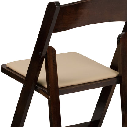 EMMA + OLIVER 4 Pack Fruitwood Wood Folding Chair with Detachable Vinyl Padded Seat