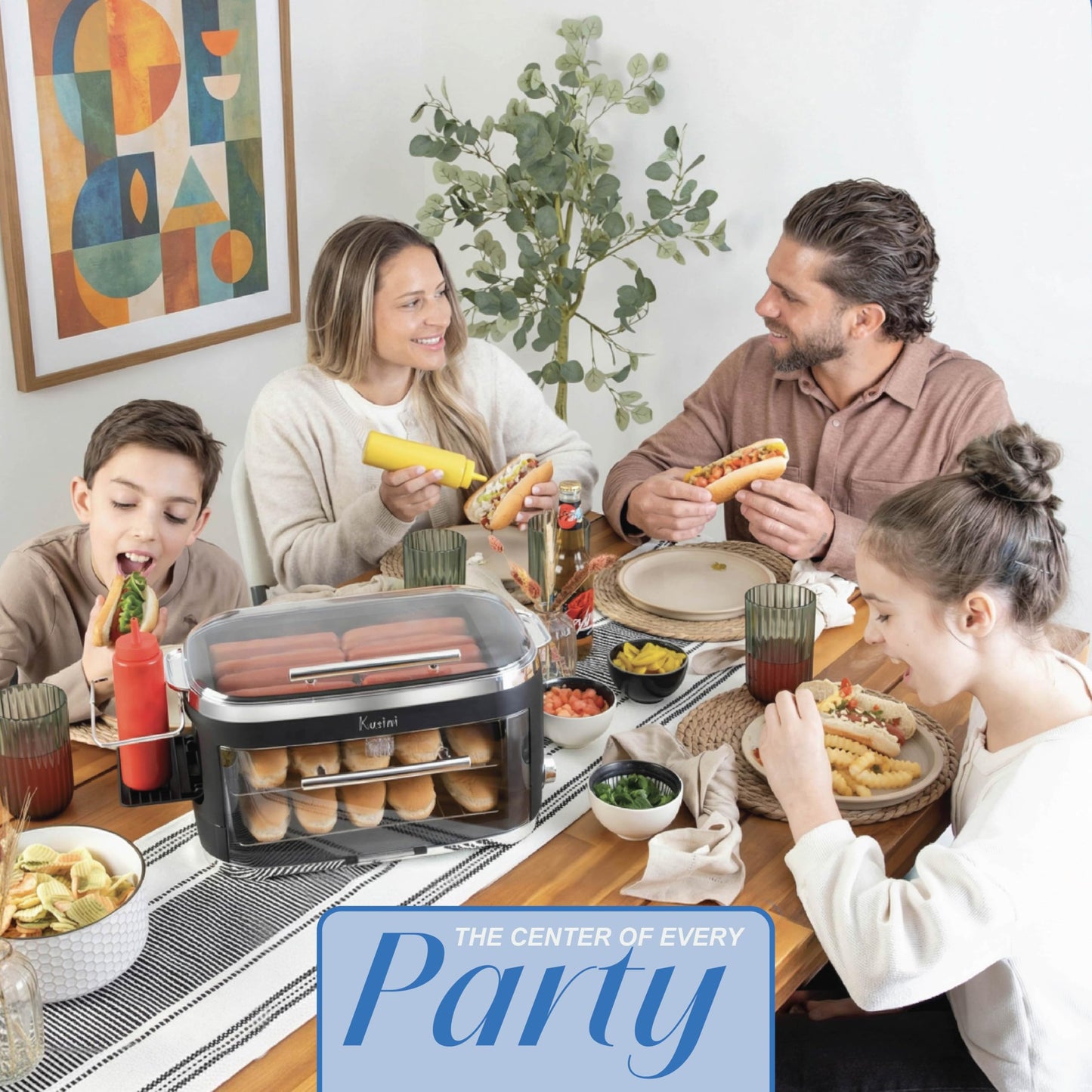 Kusini Hot Dog Roller Grill & Toaster Oven - Holds 8 Hot Dogs & 8 Buns, keep warm Option & Condiment Holder - Kitchen Appliance Hot Dog Cooker Machine - Hosting Party Essential, Unique Gifts Idea