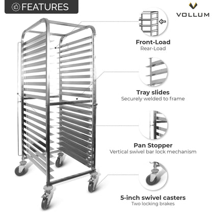 Front-Load Knock Down Bakery Rack All Stainless Steel, for Full Size Sheet Pans (1, For 20 trays)
