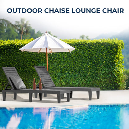 GGYI 3 Patio Lounge Chair,Resin Outdoor Chaise Lounge with Waterproof Design & Lightweight Frame,Premium Outdoor Lounge Chairs for Backyard, Poolside, Garden