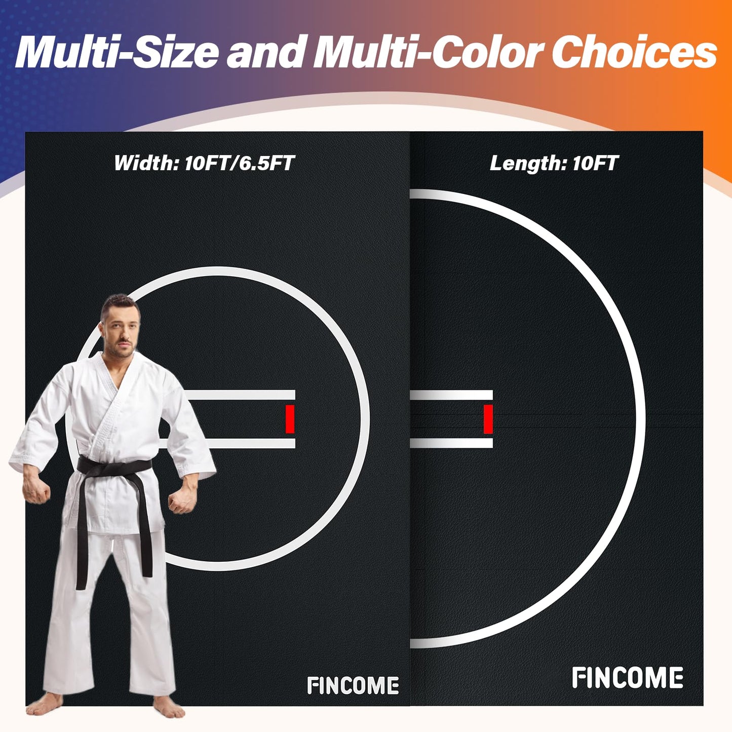 10' x 10' /10' x 6.5' Wrestling Mat for Home Black Jiu Jitsu Wrestling Mats Durable Judo Mats for BJJ MMA Training Roll-Up Design Wrestling Mat for Grappling Martial Art Boxing Judo
