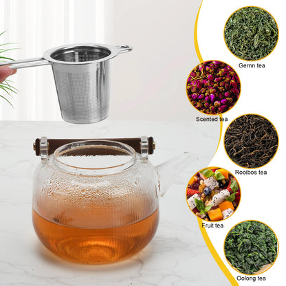 2pcs Tea Diffuser, Stainless Steel Tea Strainer Fine Mesh Tea Infuser with Double Long Handles Loose Leaf Tea Steeper for Mugs Cups Teapots (Silver)