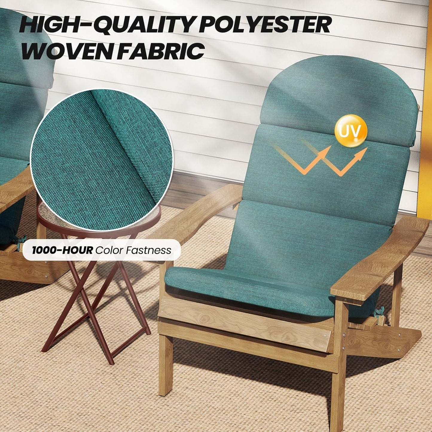 50x19.6 Inch Crestlive Adirondack Chair Cushion, Water Repellent, Fade Resistant, High Back Outdoor Rocking Chair