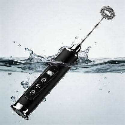 YUSWKO Milk Frother Wand for Coffee, Handheld Coffee Frother, Rechargeable Drink Mixer, Waterproof Electric Whisk, Black