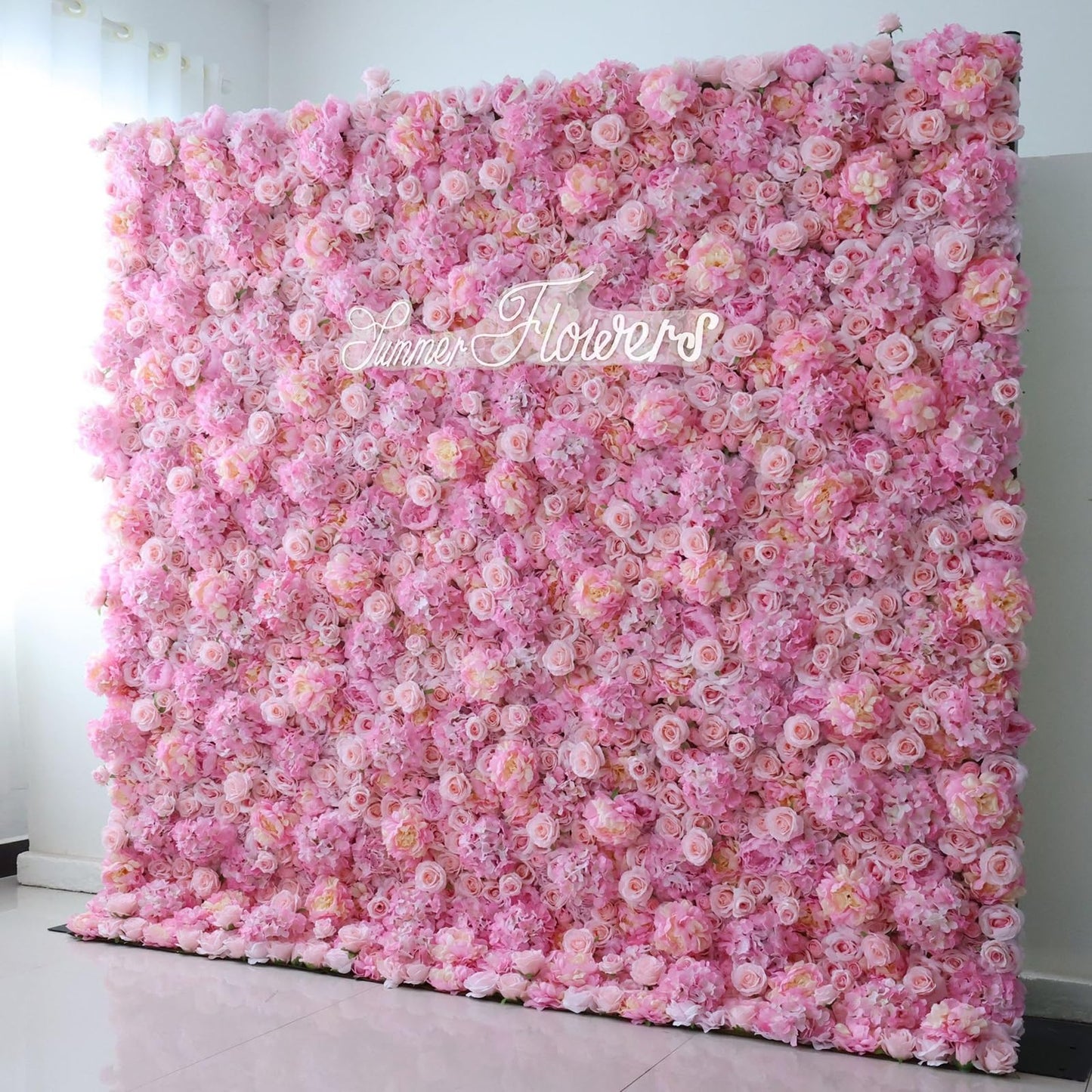 Handmade Pink Hydrangea Wall Large Artificial Flower Wall Backdrop Panels,Rose Wedding Backdrop 3D Floral Wall Fabric Flower Wall For Party Baby Shower Bridal Wedding Backgrou,1m*1m/3.28*3.28FT