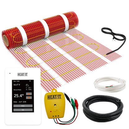 100 sqft HEATIT Warmmat Electric Radiant Self-adhesive Floor Heat Heating System & ET-7AW Thermostat & Alarm Monitor