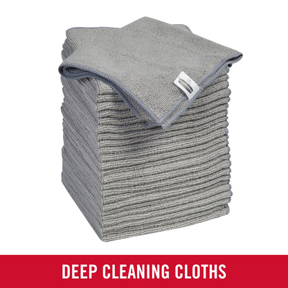 Rubbermaid All Purpose Microfiber Cleaning Cloth Towels, 50 Pack, 12"x12", Non-Scratch, Reusable/Washable for Cleaning/Wiping/Polishing for Home/Kitchen/Car