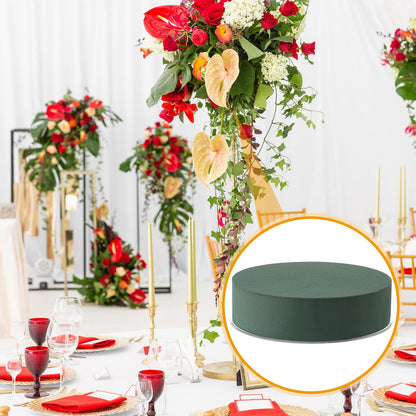 Threlaco 12 Sets Round Floral Foam and Clear Plastic Saucer Plant Drip Tray Floral Flower Dish Green Foam for Artificial Flowers Wedding Home Party Decoration (7 Inches)
