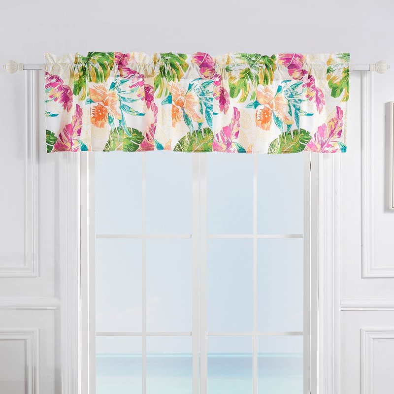 Greenland Home Tropics Window Valance, 84 x 16 inches, Coral