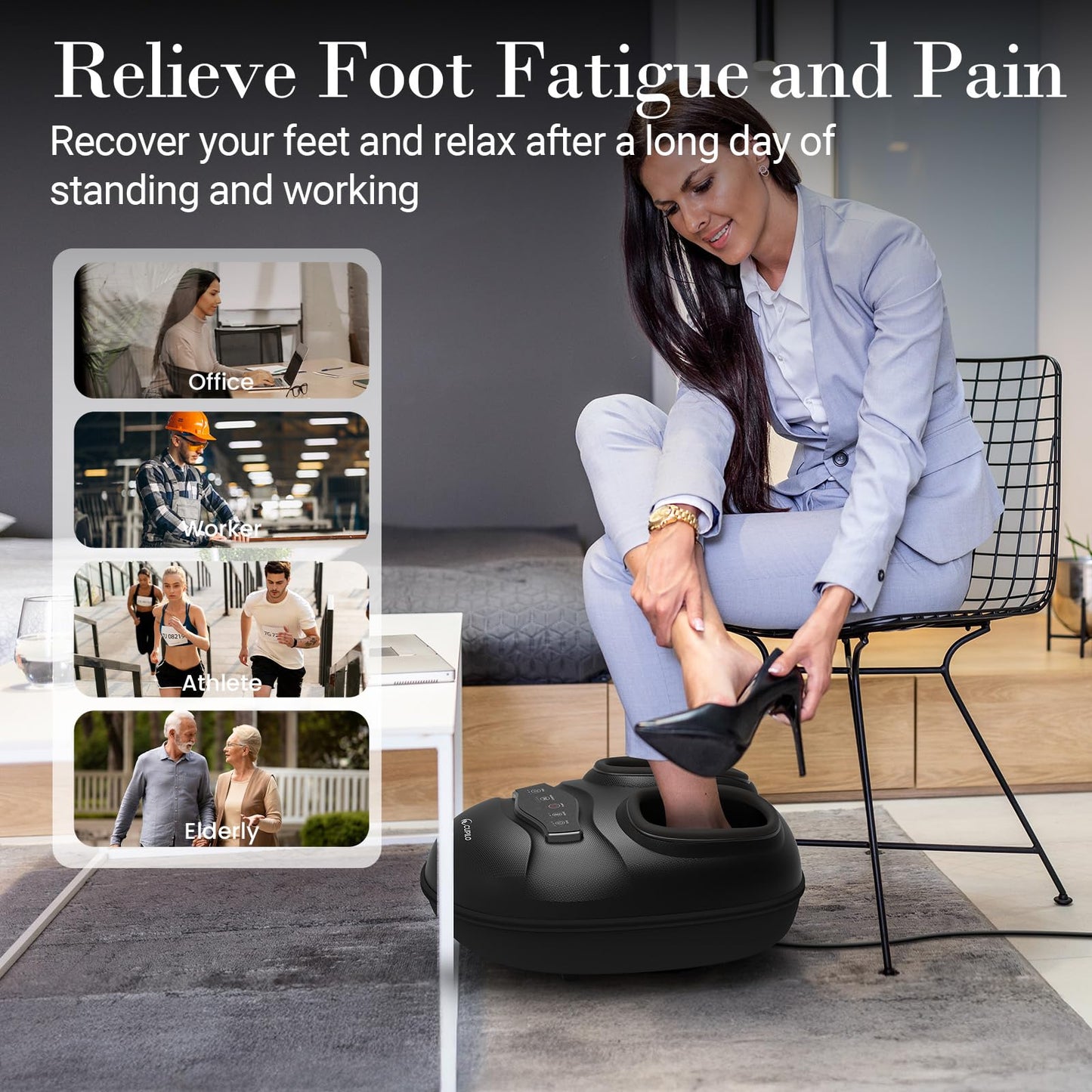 Foot Massager FSA Eligible HSA, Feet Massager with Heat for Plantar Fasciitis Relief, 5 Levels Compression & Vibration Massage for Neuropathy, Christmas Gifts for Women Men, Fits Up to 13"