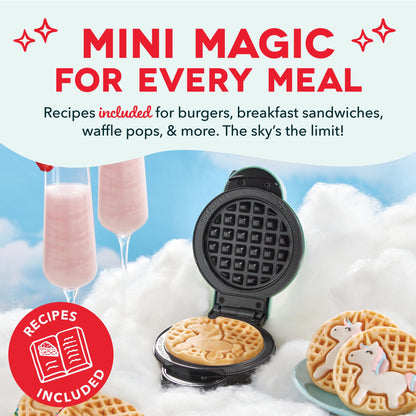 Dash MultiMaker® Mini System - Compact Waffle Maker for Family Breakfasts - Removable Griddle Plates & nonstick surface - 6 Plates - Aqua