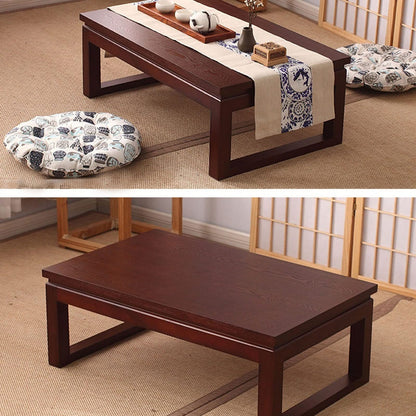 MHJKHG Wooden Coffee Table Living Room Coffee Table Low Floor Table Low Dining Table Children's Game Table Elm Wood Material，Brown 50x40x25cm