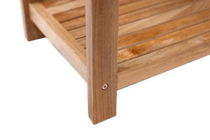 NORDIC STYLE TEAK Wood Shower Stool and Spa Bench with Shelf, Teak Shower Bench for Indoor and Outdoor Use, Teak Storage Bench, Teakwood Shower Bench, Natural Finish, 35"