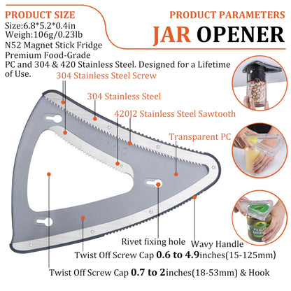 Uinxan Jar Opener for Weak Hand & Seniors with Arthritis,Handheld & Under Kitchen Cabinet-Twist Off Bottle Caps,One-Handed Magnetic Lid Open,Unique Gadget–Gift for Elderly,Women&Men (Black)
