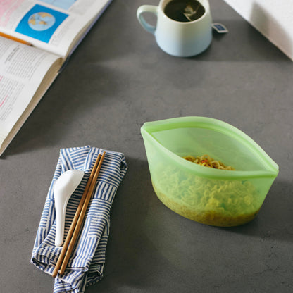 Stasher Premium Silicone Reusable Food Storage Bowl, Clear, Microwave, Sous Vide, Dishwasher, Oven and Freezer Safe, BPA Free, Leak-free, Eco-friendly, 4-Cup Bowl