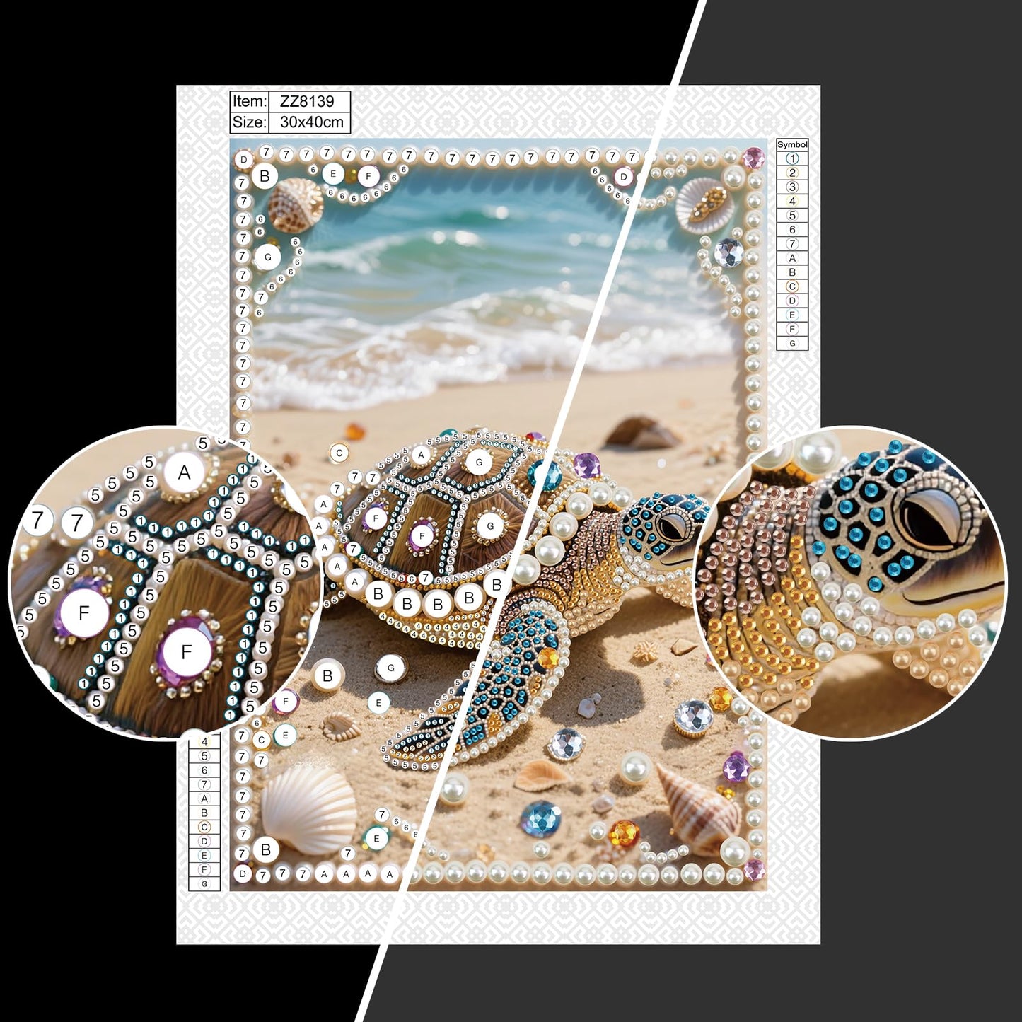 WSLWXSHM Pearl Diamond Painting Kits for Adults Sea Turtle, 5D Special Shape Diamond Art Kits for Beginners, Crystal Rhinestones Diamond Painting for Home Wall Decoration Gift 12×16inch Animal