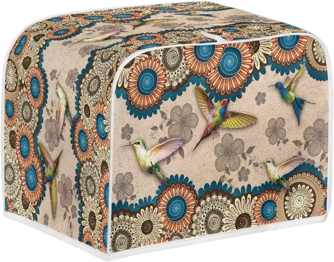 Talayituse Boho Mandala Hummingbird Print Toaster Cover, 2 Slice Wide Slot, Lightweight, Washable Dust Protection Bag