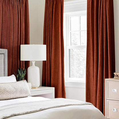 MIULEE Blackout Linen Curtains - 100% Thermal Insulated Burnt Orange Drapes | 52 x 90 Inch (2 Panels)
