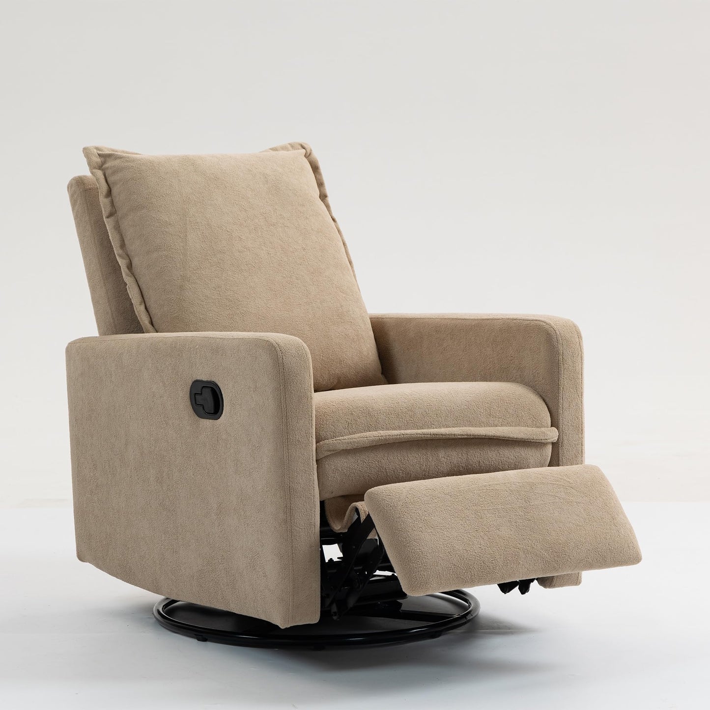 ERYE Modern Manual Reclining Chair Lovely Swivel Glider Rocker Chair for Living Room Bedroom Studio, Manual Recliner Armchair 360° Swivel Boucle Upholstered Nursery Armchair